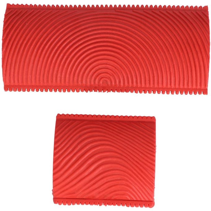2 Pièces/Ensemble Caoutchouc Dentelé Effet Grain de Bois Pinceaux Outils de Peinture Décoration Murale DIY red