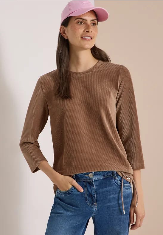 3/4-mouw Shirt van corduroy met trekkoord