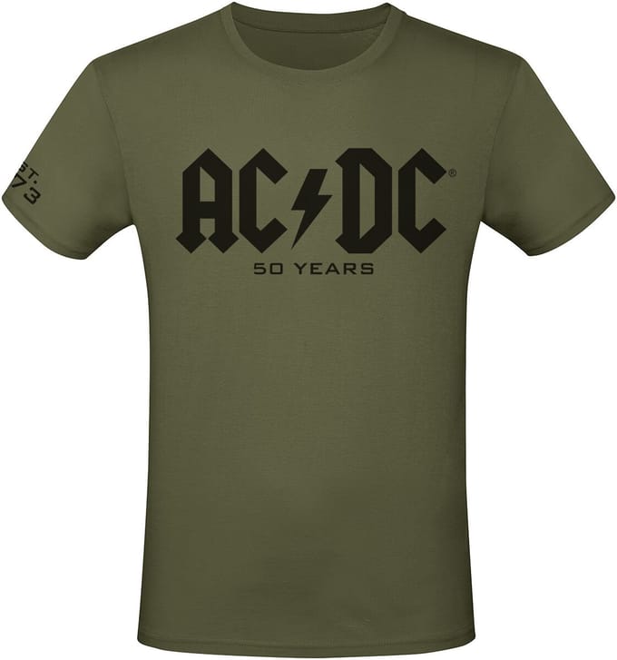 AC/DC 50 Years Logo Heren T-shirt - olijf - S