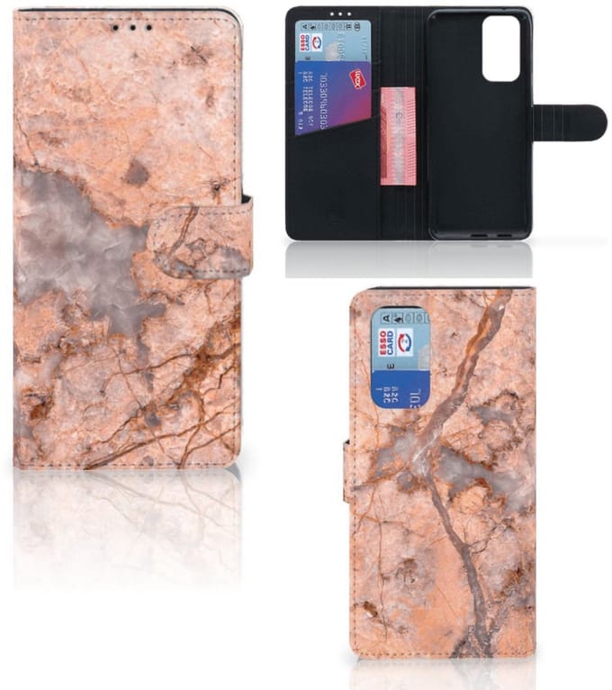 OnePlus 9 Pro Bookcase Marmer Oranje