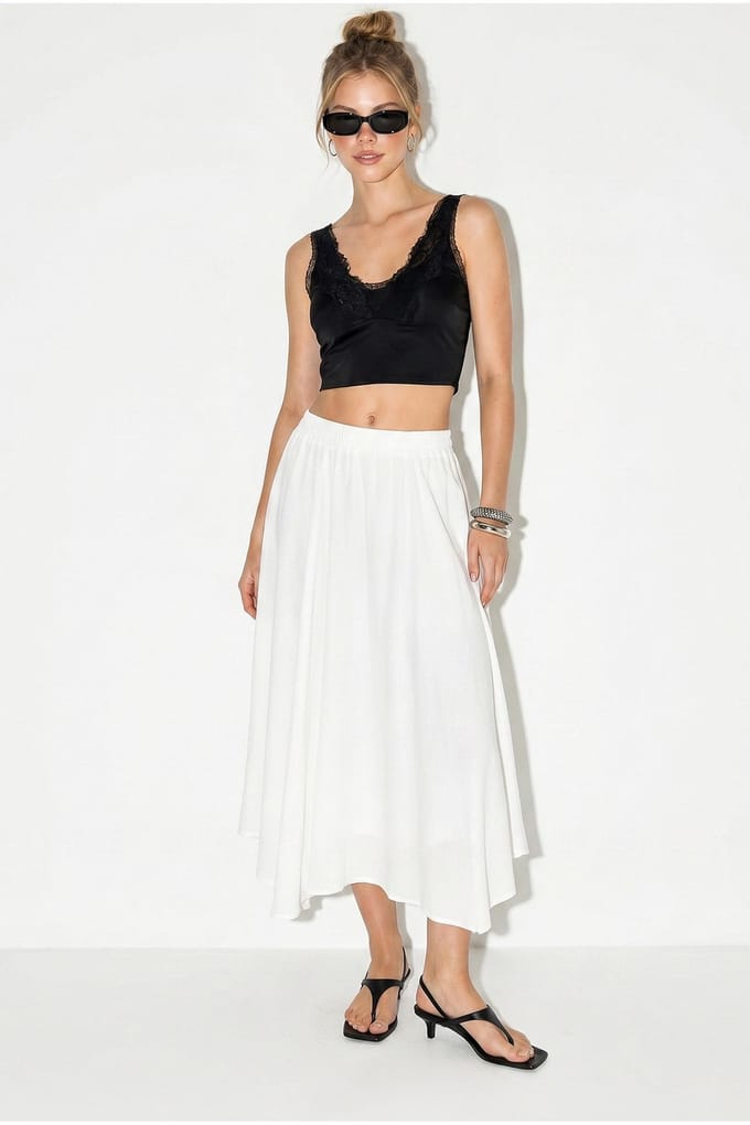 Hoge Taille A-Lijn Midi Rok