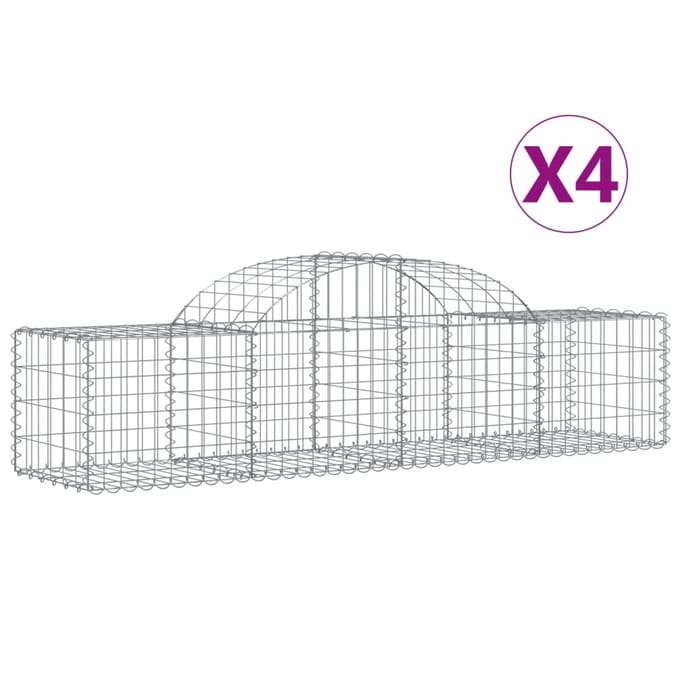 vidaXL - Schanskorven - 4 - st - gewelfd - 200x50x40/60 - cm - gegalvaniseerd - ijzer