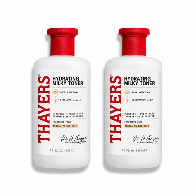 Thayers Milky Face Toner – Snow Mushroom & Hyaluronzuur – Hydraterende Toner – 2x 355 ml