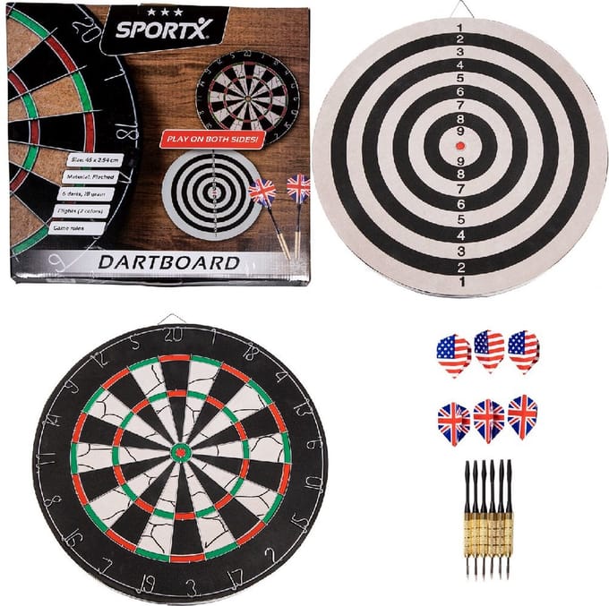 SportX Dartboard Flocked with 6 Darts