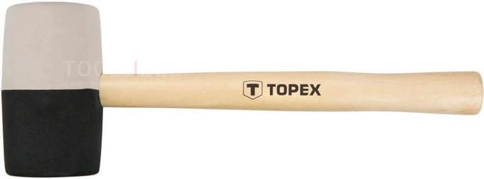 TOPEX rubber hamer 680gr zwart/wit 63mm doorsnee