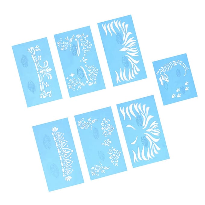 7-delige set Herbruikbare Gezichtsschilder Stencil Body Painting Sjabloon Gezichts Make-up Tattoo Ontwerp Tools white