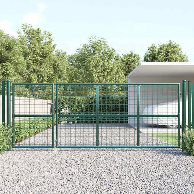 vidaXL - Tuinhek - van - gaas, - groen - 350x125 - cm, - gegalvaniseerd - staal