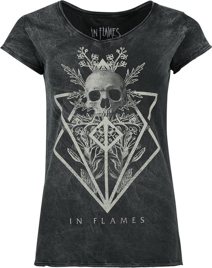 In Flames Skull Dames T-shirt - zwart - M