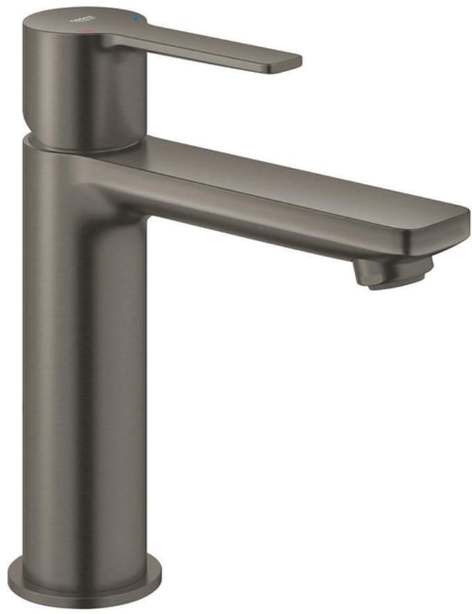GROHE Lineare wastafelkraan - s-size - met klikwaste - geborsteld hard graphite (antraciet)