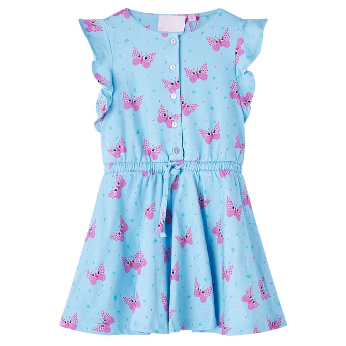 vidaXL - Kinderjurk - met - knopen - zonder - mouwen - 116 - blauw