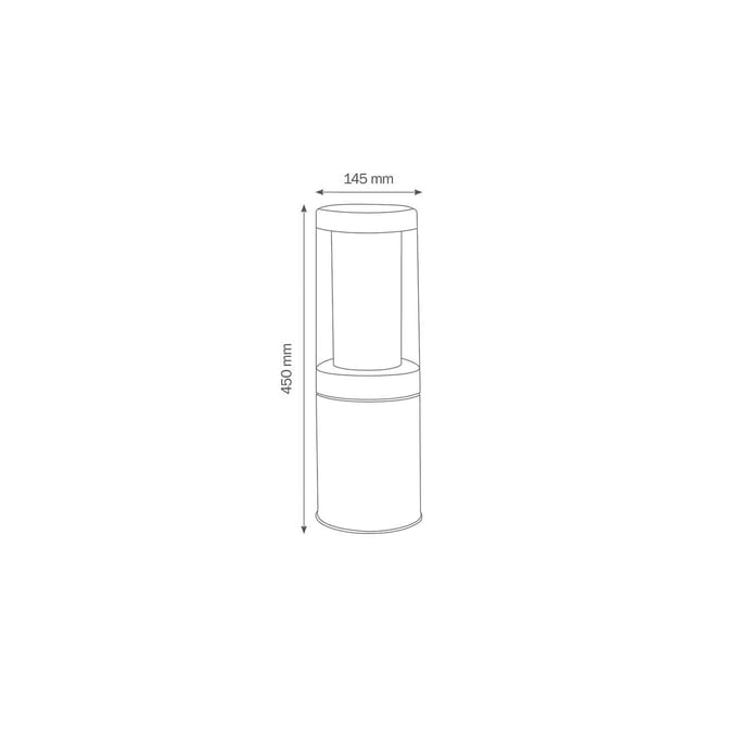 LCD Sokkellamp 1255, roestvrij staal, zeewaterbestendig, 45 cm