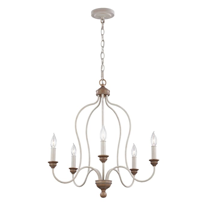 Feiss LED Kroonluchter | 5X E14 Max 40W | Dimbaar | Chalk Washed/Beachwood