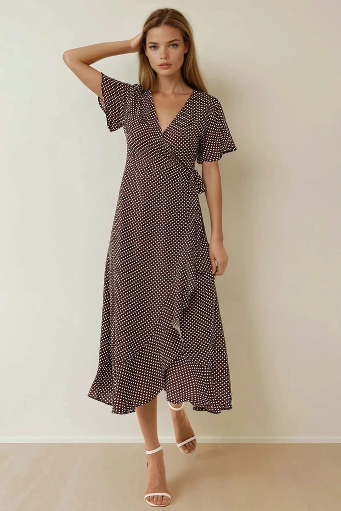 V-hals Gedrukt Viscose Maxi Jurk
