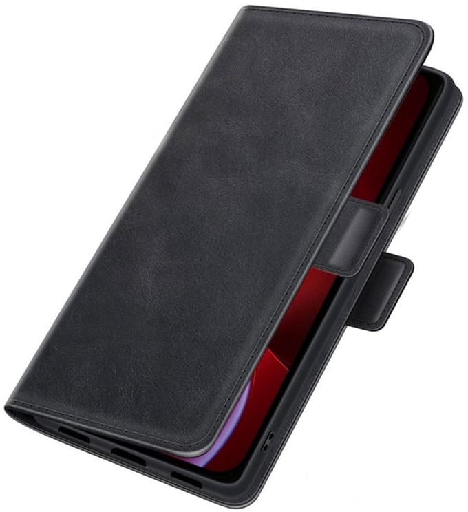 PU Lederen Wallet Hoesje met Sluiting geschikt voor iPhone 15 Pro Max - zwart