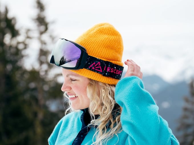 DESCENT Goggle - Skibril: The Galaxy [Night snow] Cherry pink - Skibril met magnetisch verwisselbare lens, hard case & extra S1 lens