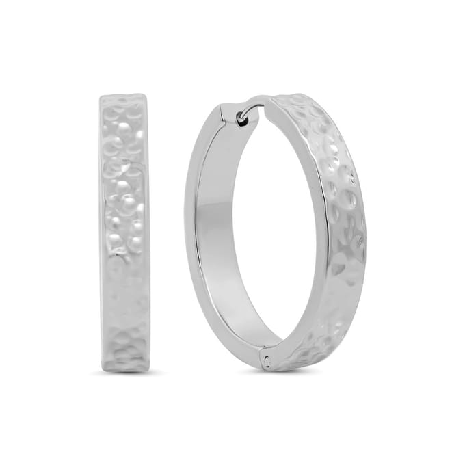 8CE-70644 – CO88 Collection – Gehamerde Oorringen 20mm – Zilverkleurig