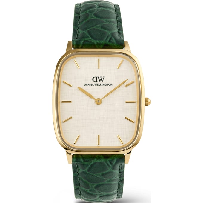 Daniel Wellington DW Watch Marlon Green Croc Belly Linen Gold 32mm