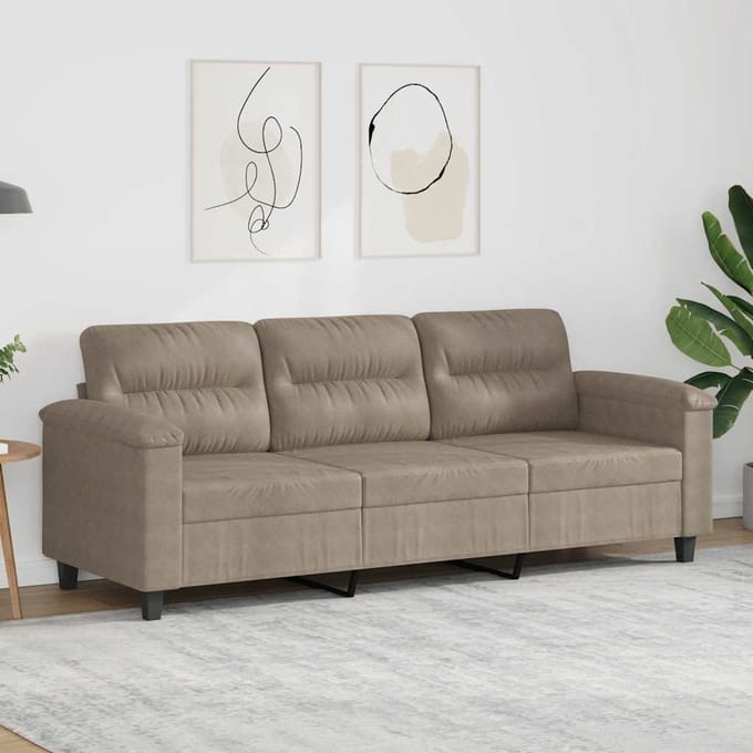 vidaXL - Driezitsbank - 180 - cm - microvezelstof - taupe