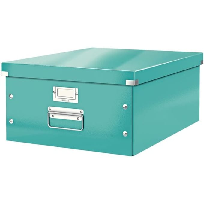 Leitz WOW Click & Store Grote Opbergdoos - 85% Gerecycled Karton - Voor A3 Formaten - 36.9 x 48.2 cm (BxD) - IJsblauw