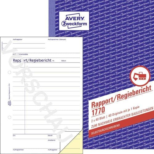 Avery-Zweckform Regierapportformulier 1770 DIN A5 Aantal pagina's: 40