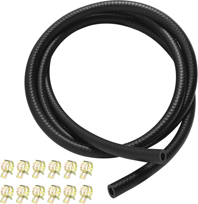 Benzineslangset Ø 8 mm 2 meter met 12 slangklemmen