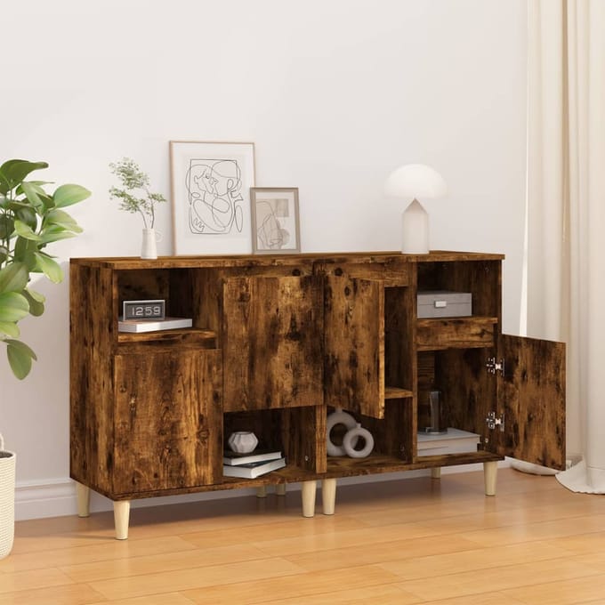 vidaXL - Dressoirs - 2 - st - 60x35x70 - cm - bewerkt - hout - gerookt - eikenkleurig