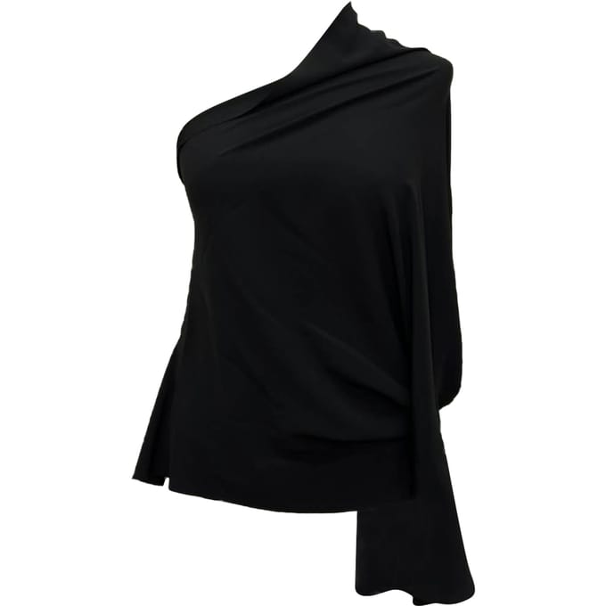 Rick Owens blouse met één schouder in zwart acetaat