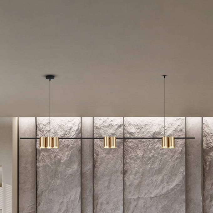 Eko-Light Hanglamp Genesis, aluminium zwart/goud, 7 x GU10, lengte 150 cm