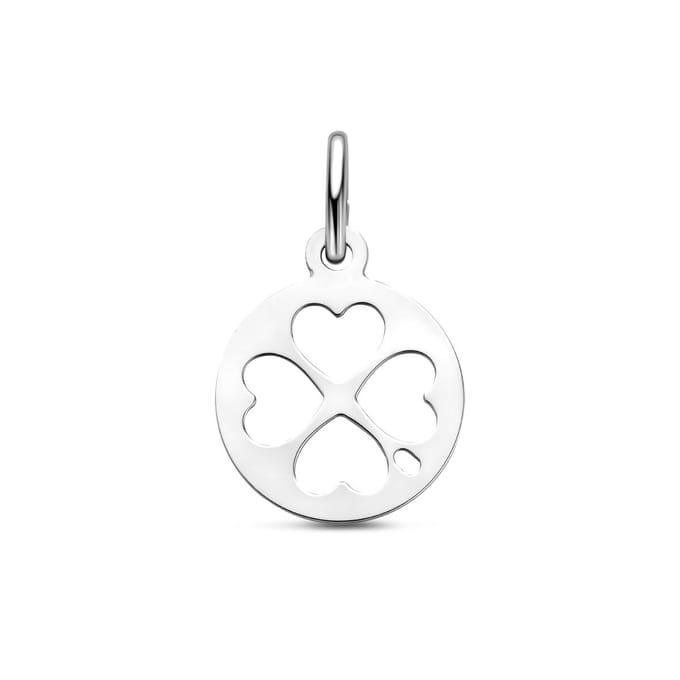 Zilveren gerhodineerde hanger klavertjes 19 mm - 1341747