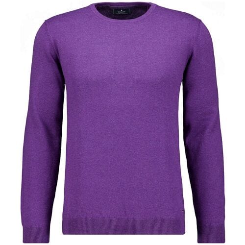 Ragman Trui Supersoft Knit Pullover Knitted Elbow Patches Paars / male