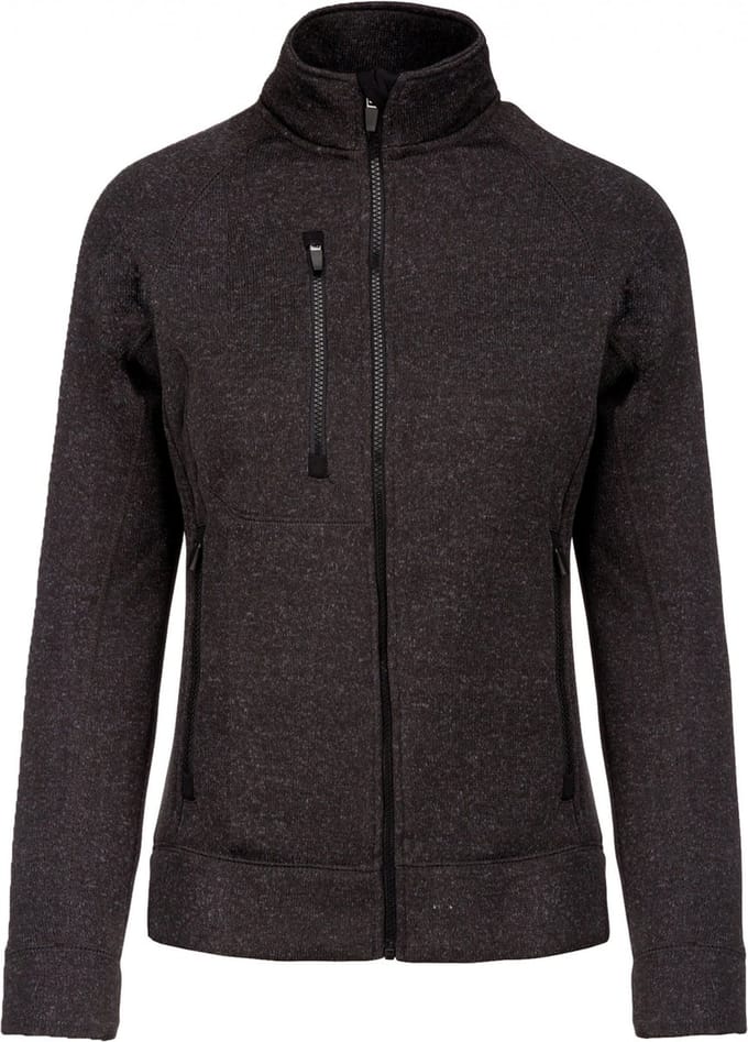 Kariban Heather damesvest met rits K9107 - Dark Grey Melange - S