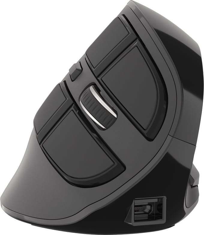 Natec Euphonie Verticale Muis - Draadloos - Bluetooth 5.0 - 2400 DPI - Zwart