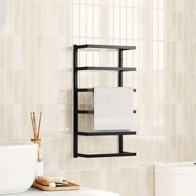 vidaXL - Handdoekenrek - 24x12x48 - cm - staal - zwart