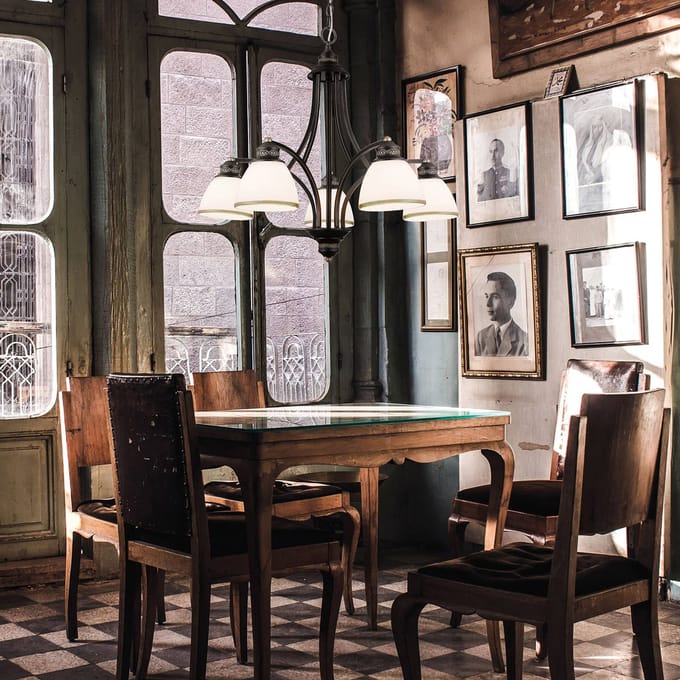 Viokef Clair - 5-lamps hanglamp met glazen kappen