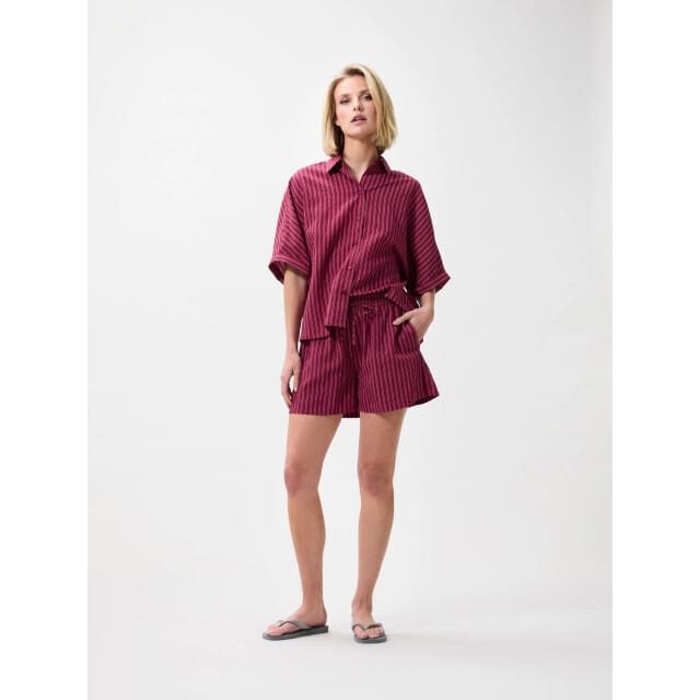Catwalk Junkie Striped Pull On Short Broeken Dames - Bordeaux - Maat 34