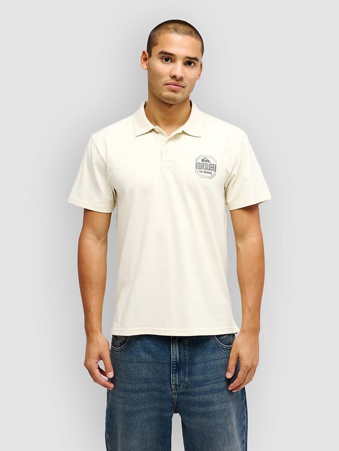 Quiksilver Stretch Korte Mouw Poloshirt Beige,Wit L Man