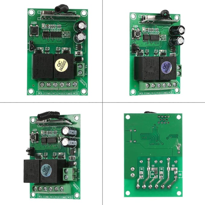 Smart Home 433Mhz RF DC 12V 2CH Leercode Draadloze afstandsbediening Schakelaar Relaisontvanger Pack of 1 wit