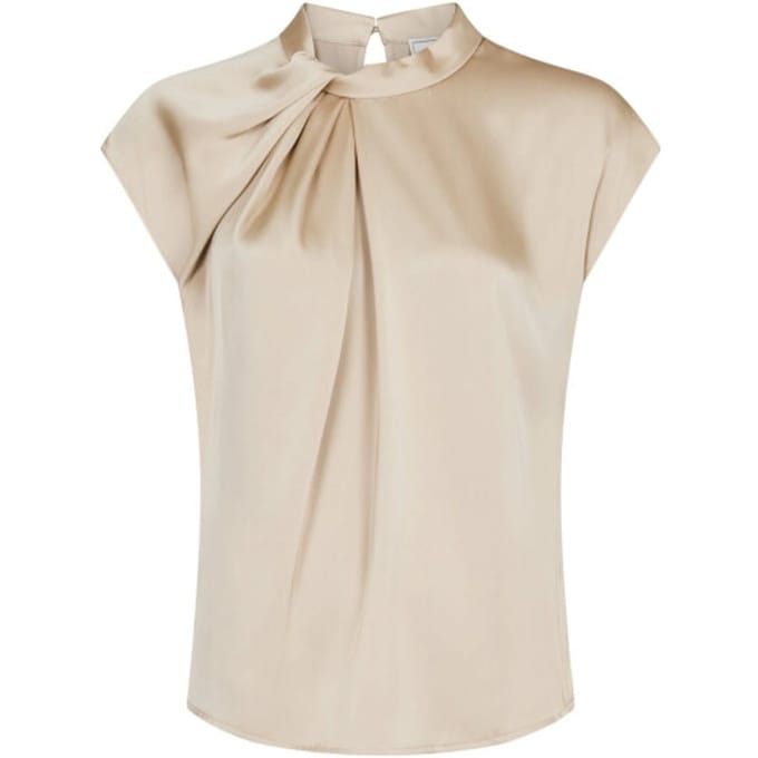 Blousetop van satijn met knoopdetail model 'Fleur Drapy'