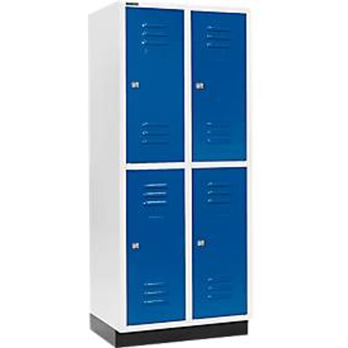 Schäfer Shop Select Kledinglocker, 2 x 2 compartimenten, 400 mm, met fitting, cilinderslot, deur gentiaanblauw