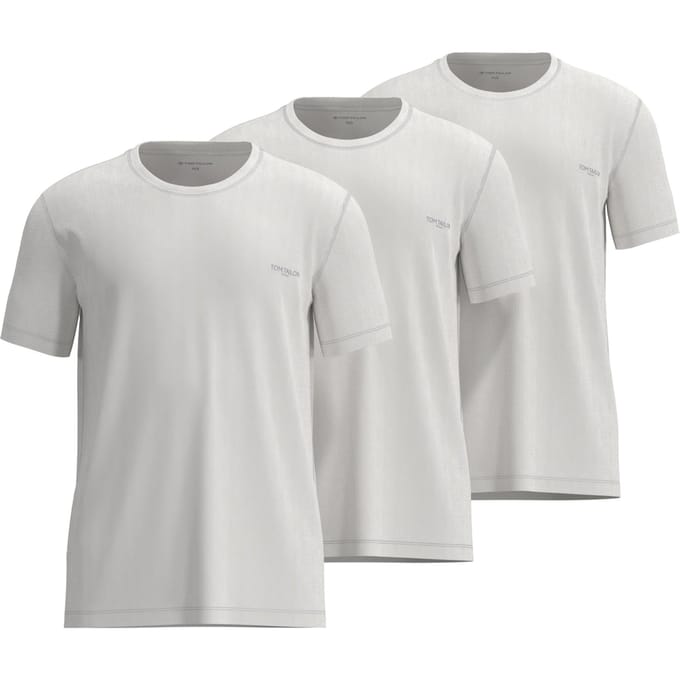 TOM TAILOR - Ohio - Heren Ondershirt met ronde hals - 3-pack - Wit