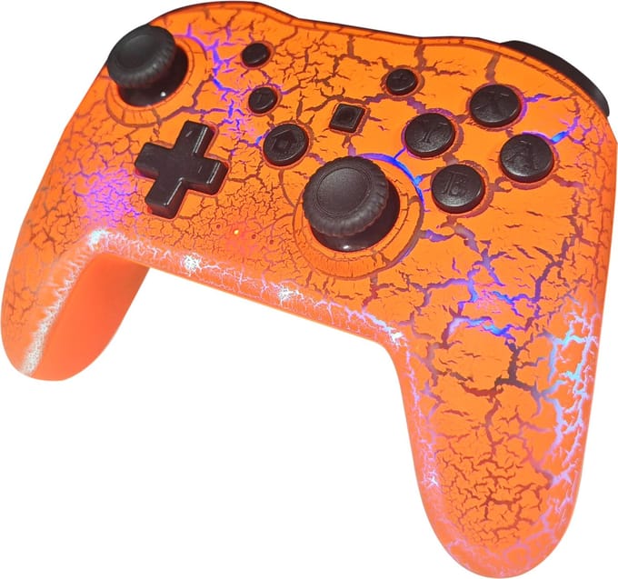 Switch Controller - Geschikt voor Switch Pro Controller Oranje /Switch/Lite/OLED switch games met Cool RGB Crack - Gaming Accesoires Turbo - Macro - Ntech