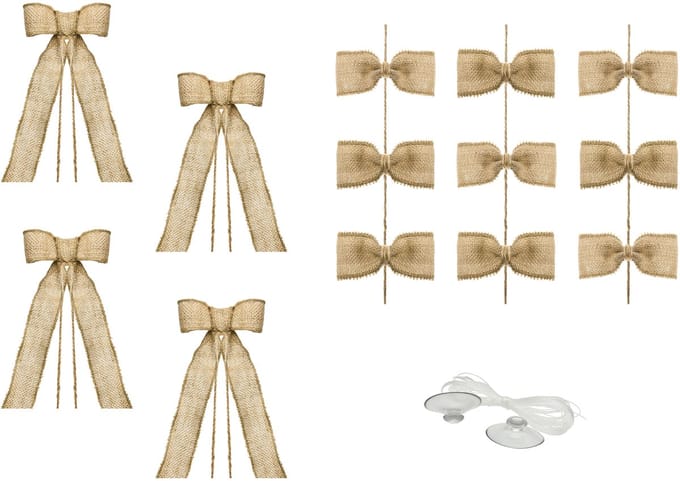 PARTYDECO - Decoratieset auto in jute 6 stuks voor bohemian bruiloft