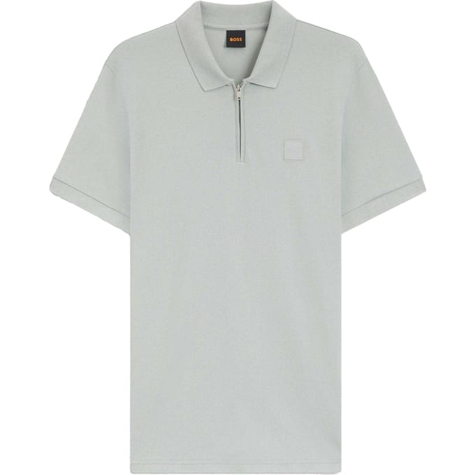 Boss Polo met kwartrits en logo voor heren (Zilver)