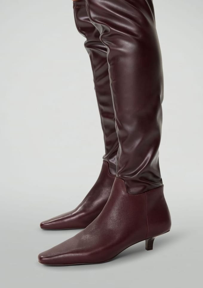 Sacha - Dames - Bordeaux hoge stretch laarzen met kitten heel - Maat 37