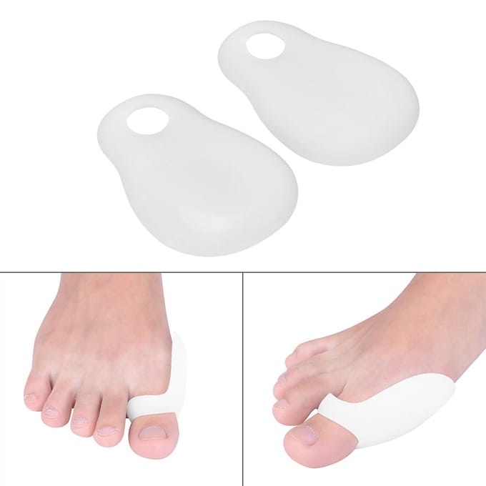 2pcs Silicone toe separators straighteners Thumb Valgus Bunion Corrector Cushion white