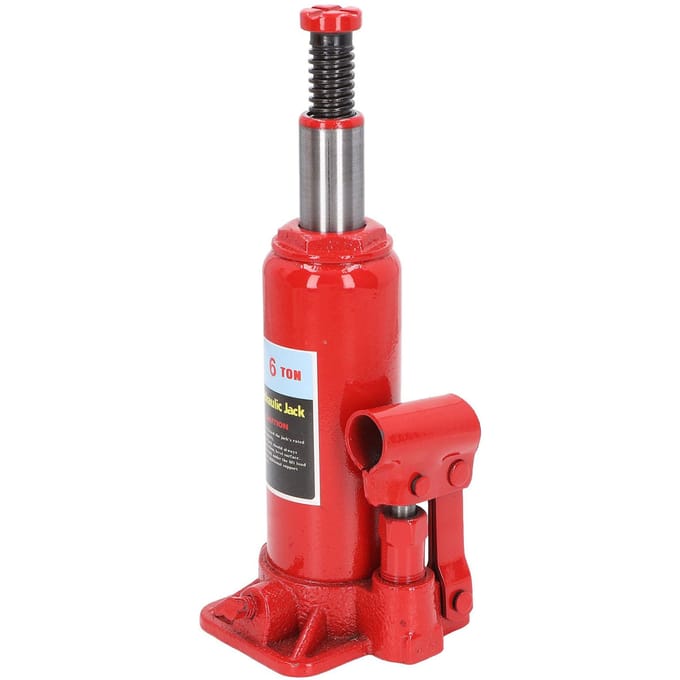 Cric Bouteille Hydraulique 6T Robuste Couleur Rouge Portable Soudé Cric Hydraulique de Voiture red