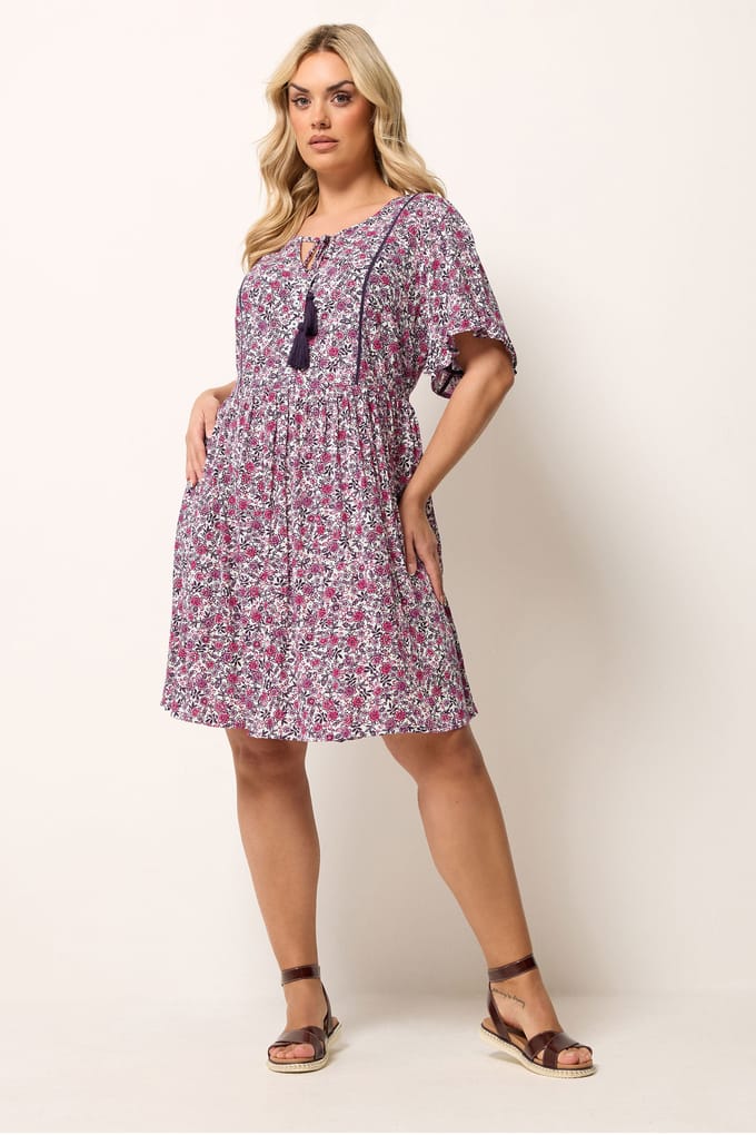 Yours Roze Jurk Met Bloemenprint Size 50-52