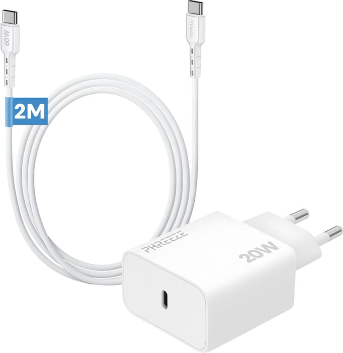 Usb C snellader met usb C kabel 20w - Usb C power adapter - Usb C naar usb C - 2m lang