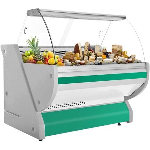 GGM Gastro Kühl-/ Fleischtheke - 1300mm - Grün - mit Fleischlicht & beleuchteter Frontblende