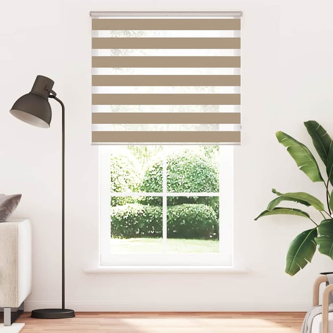 vidaXL - Zebra - Blind - 125x200 - cm - stofbreedte - 120,9 - cm - polyester - zandbruin